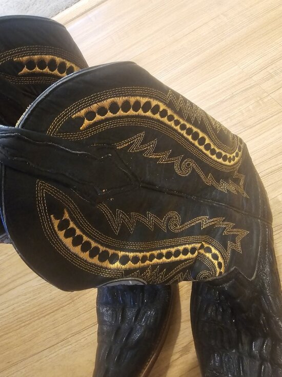 Donaldo Cowboy Boots Embroidered Black and Yellow Mens Size 8 Western main image 6